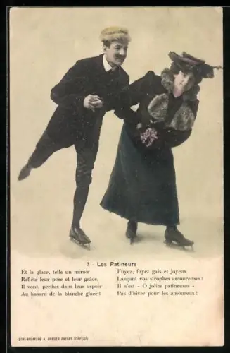 AK Paar beim Schlittschuhlaufen