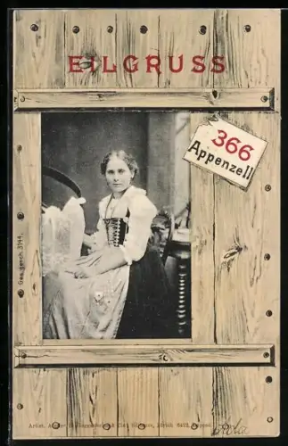 AK Appenzell, Dame beim stricken