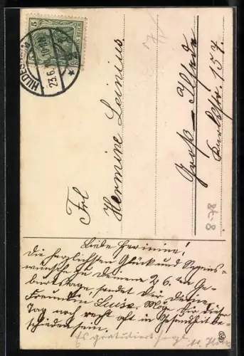 Künstler-AK Kleiner Gärtner bei einem Rosenstrauch