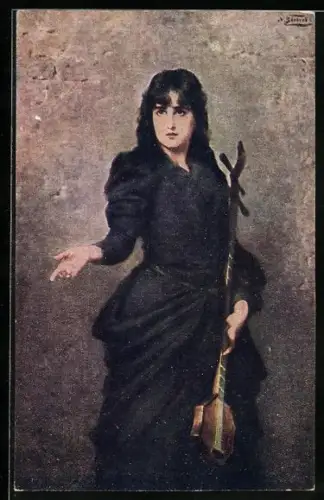 Künstler-AK N. Sichel: Die Bettlerin vom Pont des Arts