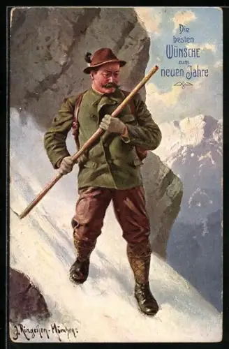 Künstler-AK sign. J. Ringeilen: Wanderer in den Bergen