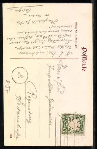 AK München, Münchner Kindl mit Ansicht der Bavaria vor der Ruhmeshalle