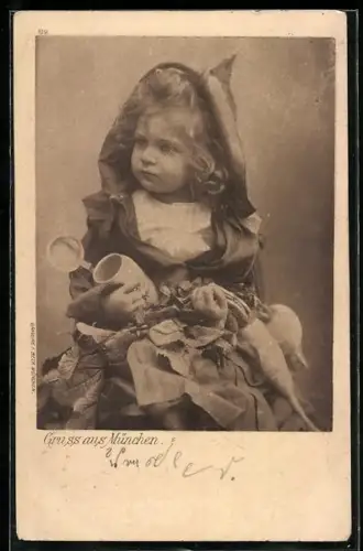 AK Münchner Kindl mit Bierkrug und Rüben