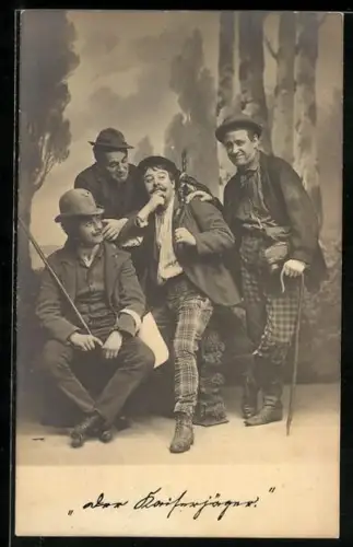 AK Vier Männer posieren im Atelier, Der Kaiserjäger