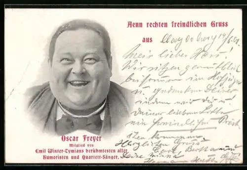 AK Humorist und Quartett-Sänger Oscar Freyer