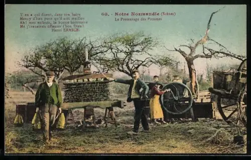 AK Bauern bei der Apfelverarbeitung