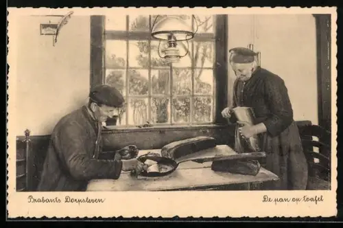 AK Älteres Paar mit Essen an einem Tisch