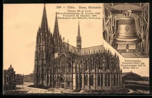 AK Köln a. Rh., Kaiserglocke und Dom