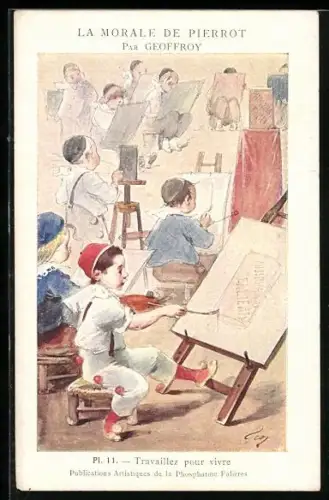 Künstler-AK Kleiner Pierrot beim Malen