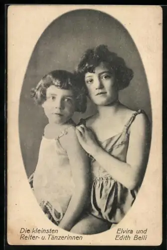 AK Die kleinsten Reiter- und Tänzerinnen Elvira und Edith Belli