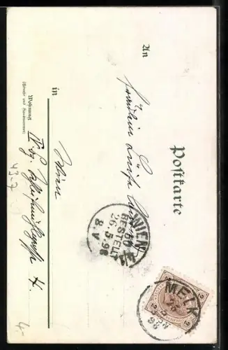 Lithographie Mädchen tanzen auf einer Wiese