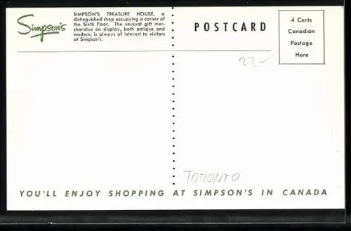AK Toronto, Simpson`s Treasure House