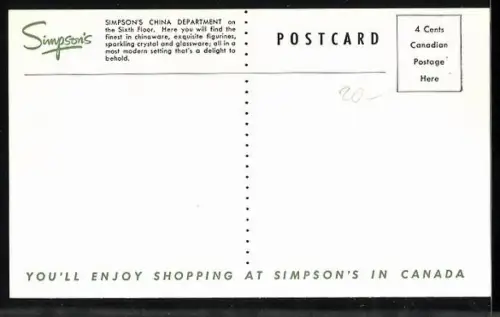 AK Toronto, Simpson`s China Department