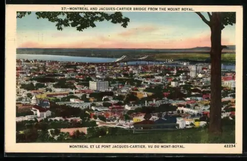 AK Montreal, View of the city with Jacques-Cartier Bridge from the Mount Royal