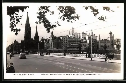 AK Melbourne /Vic., Looking Across Princes Bridge to the City