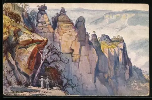 Künstler-AK Three Sisters /Blue Mountains, Three Sisters