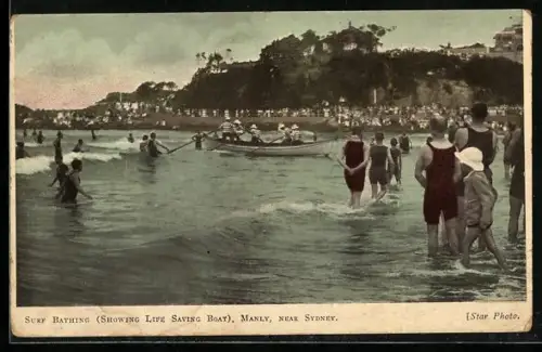 AK Manly near Sydney, Surf Bathing, Life Saving Boat