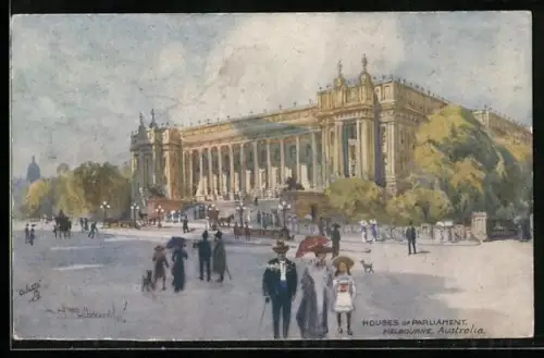 Künstler-AK Melbourne, Houses of Parliament