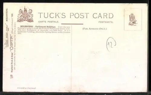 Künstler-AK Melbourne, Houses of Parliament