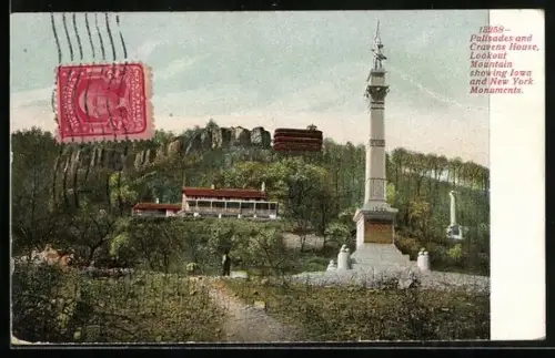 AK Cravens House, TN, Palisades and Cravens House, lookout mountain showing Iowa and New York Monument