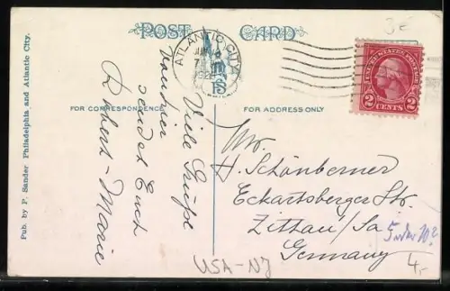 AK Atlantic City, Ocean View showing Boardwalk & Traymore Hotel