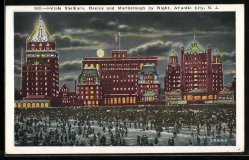 AK Atlantic City, Hotels Shelburn, Dennis and Marlborough by Night