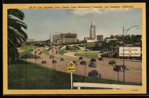 AK Los Angeles, CA, Los Angeles Civic Center from Hollywood Freeway