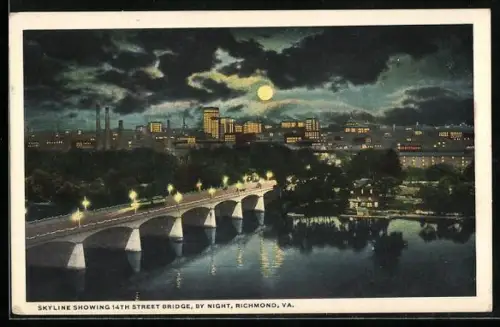 AK Richmond, VA, Skyline showing 14th Street bridge by night