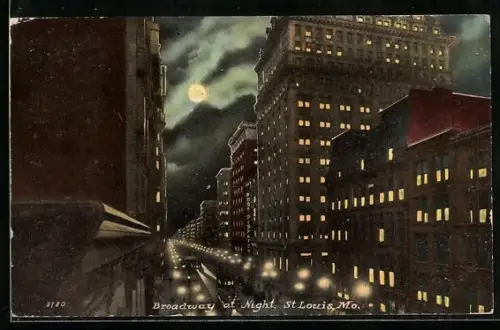 AK St. Louis, MO, Broadway at night