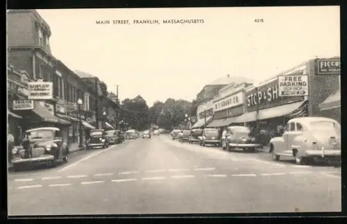 AK Franklin, MA, Main Street with shops