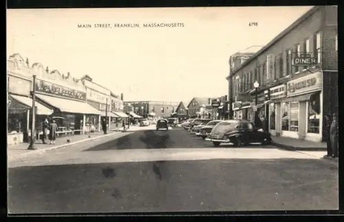 AK Franklin, MA, Main Street with diner