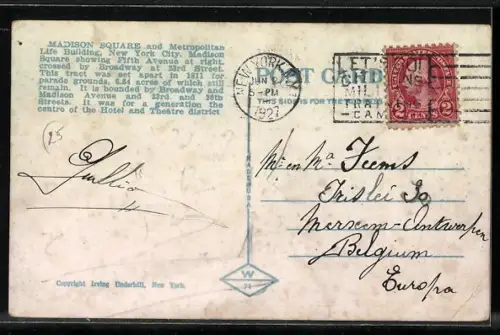 AK New York, NY, Madison Square, Metropolitan Life and Flat Iron Buildings