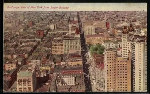 AK New York, NY, Bird`s-eye view of New York seen from Singer Building