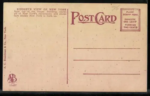 AK New York, NY, Bird`s-eye view of New York seen from Singer Building