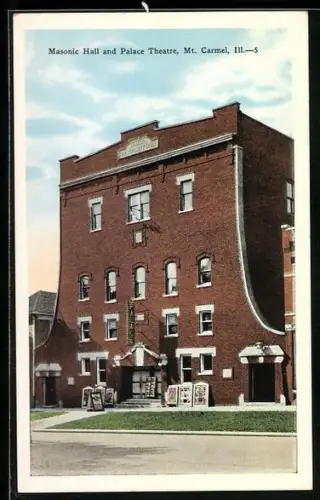 Künstler-AK Mt. Carmell, IL, Masonic Hall and Palace Theatre
