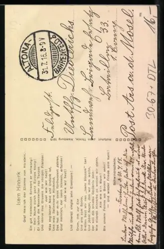 AK Hamburg-Altona, Statue Isern Hinnerk zu Altona, enthüllt am 7. Juli 1915, Nagelung, Kriegshilfe