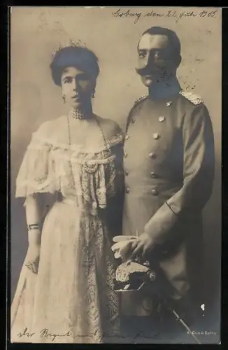 AK Prinzregent Ernst II. Wilhelm von Sachsen-Coburg-Gotha nebst Gattin