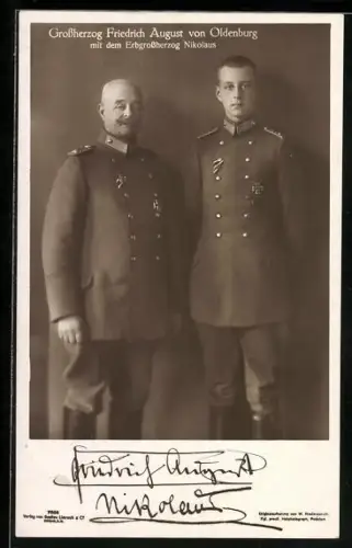 Foto-AK Portrait Grossherzog Friedrich August von Oldenburg & Erbgrossherzog Nikolaus