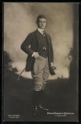 AK Prinz Friedrich Christian von Sachsen in Reitkleidung
