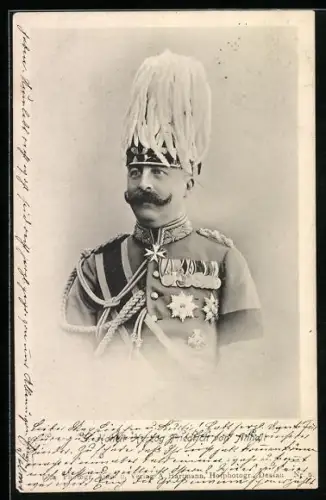 AK S. Hoheit Herzog Friedrich von Anhalt in Uniform mit Paradehelm