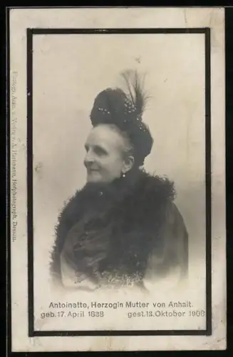 AK Antoinette, Herzogin Mutter von Anhalt 1838-1908