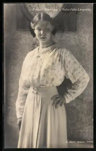 AK Prinzess Alexandra z. Hohenlohe-Langenburg im Porträt