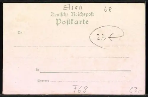 Lithographie Rappoltsweiler i. E., Gasthaus Claussmatt, Inh. Albert Roth