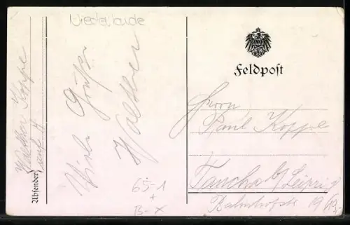 AK Esschen, Bahnhof geschmückt zum Empfang der Austauschgefangenen