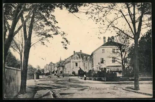AK Mülhausen i. Els., Partie in der Eisenbahnstrasse