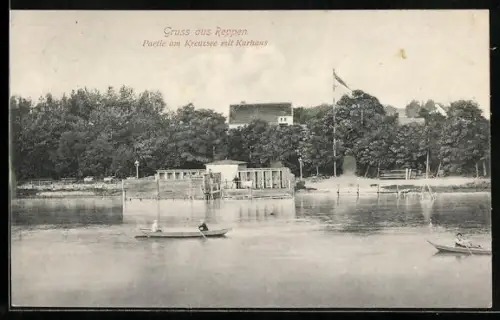 AK Reppen, Partie am Kreuzsee mit Kurhaus