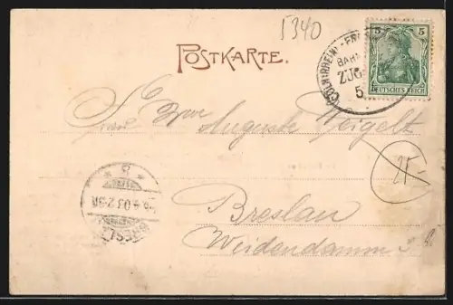 AK Bad Honnef, Rheinpartie mit Gedicht von Karl Röhrig