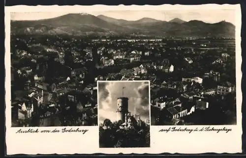 AK Bad Godesberg, Ausblick von der Godesburg auf die Stadt und das Siebengebirge