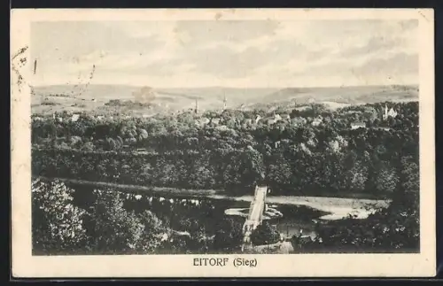 AK Eitorf /Sieg, Teilansicht aus der Vogelschau