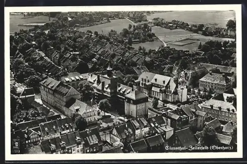 AK Clausthal-Zellerfeld /Oberharz, Ortsansicht mit grossem Gebäude